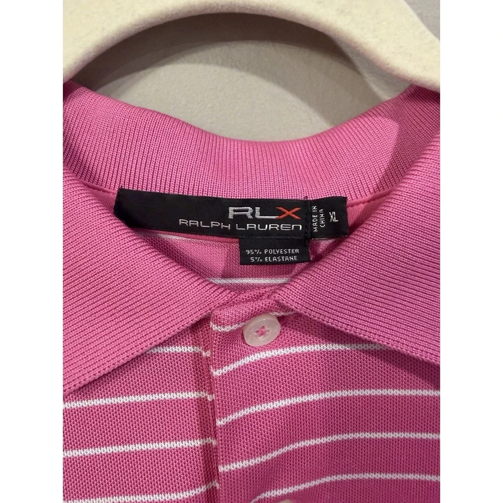 Ralph Lauren RLX Pink Stripe Quail Hollow Golf Polo XL